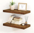 Fun Memories Floating Shelves for Wall, 8 Inch Deep Floating Wall Shelf, 16" x 8" Floating Shelves - Set of 2, Rustic Wooden Storage Shelves for Bathroom, Living Room, Kitchen, Rustic Brown Color-Ruum Studio Home