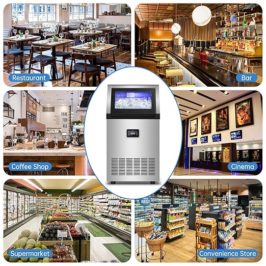 Ice Maker Commercial Ice Machine 200 lbs /24H, 33 lbs Large Storage Capacity Bin, Under Counter or Freestanding Ice Cube Makers Stainless Steel for Restaurant Bar Cafe-Ruum Studio Home