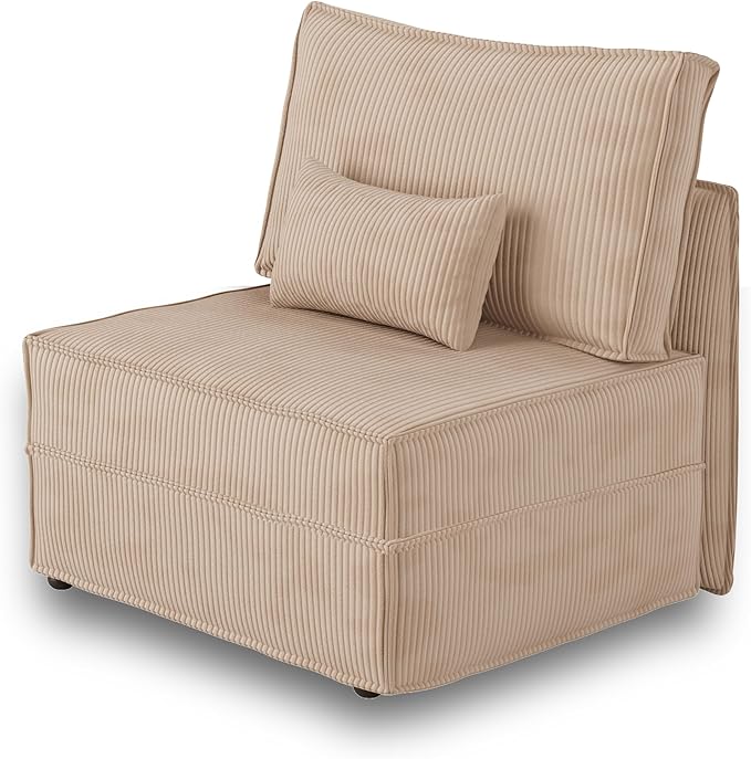 HOOOWOOO Modular Sectional Sofa Couch,Matching Free Combination Cloud Couch Armless Chair(Camel Corduroy)-Ruum Studio Home