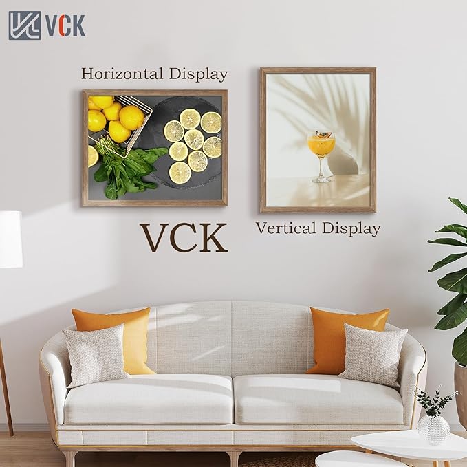 VCK 22x28 Frame 3 Pack - Brown Walnut, Natural Textured Solid Wood Poster Picture Frame, Wall Mounting Hanging-Ruum Studio Home