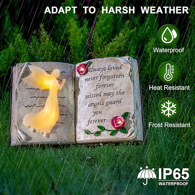 Outdoor Solar Angel Garden Stakes Lights, Waterproof Memorial Grave Decorations Gifts for Cemetery Outdoors Lawn Yard Home Patio Decor-Ruum Studio Home