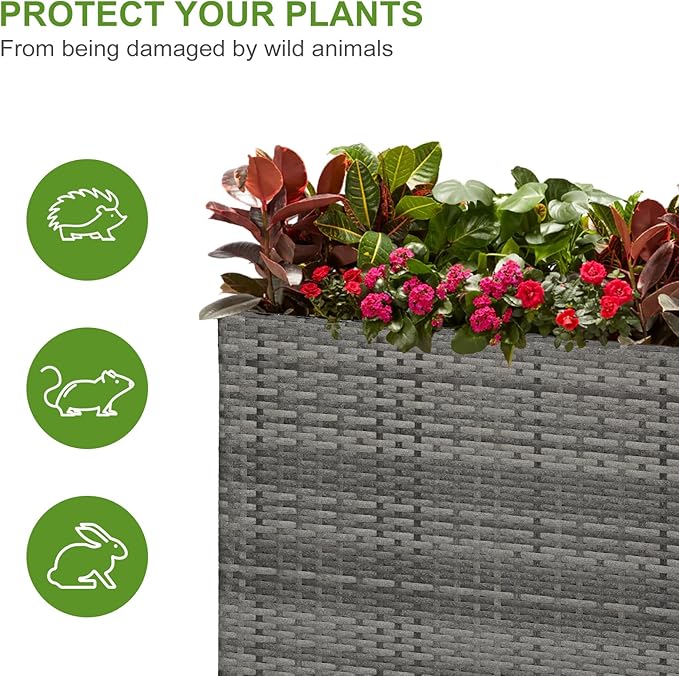 LEWIS&WAYNE Tall Planters for Outdoor Plants Handmade Wicker Large Rectangular Block Planter Box with Removable Liners Modern Planter for Indoor Outdoor Patio Deck - Gray-Ruum Studio Home
