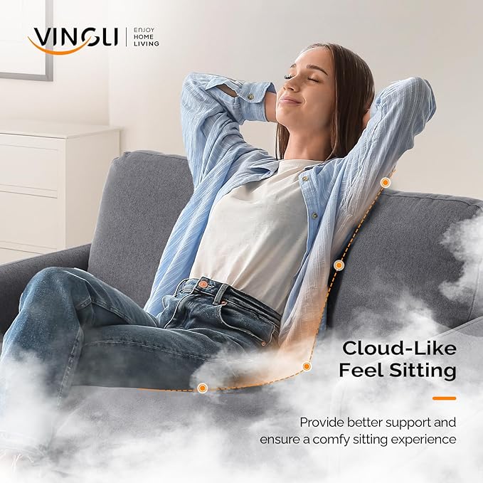 VINGLI 47" Small Couch, Dark Grey Linen Loveseat Sofa Mini Couch Mid Century Modern Decor Love Seat for Small Spaces Living Room, Bedroom, Play Room-Ruum Studio Home