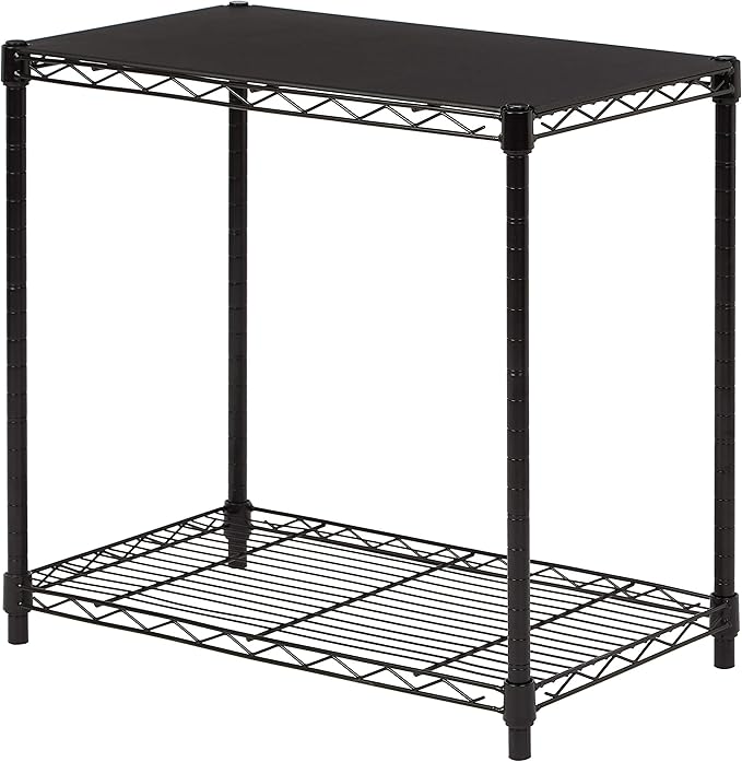 Amazon Basics 2-Shelf Stackable Storage, 13.3" D x 23.2" W x 22.2" H, Black-Ruum Studio Home