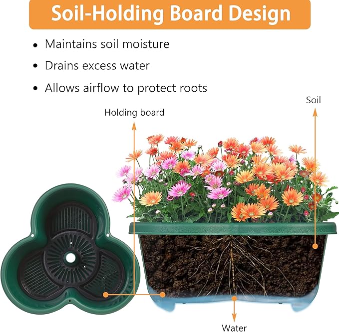 VECELO 5 Tier Vertical Garden Planter, Self Watering Stackable Planters with Wheels for Strawberries, Herbs, Flowers, Vegetables, Dark Green-Ruum Studio Home