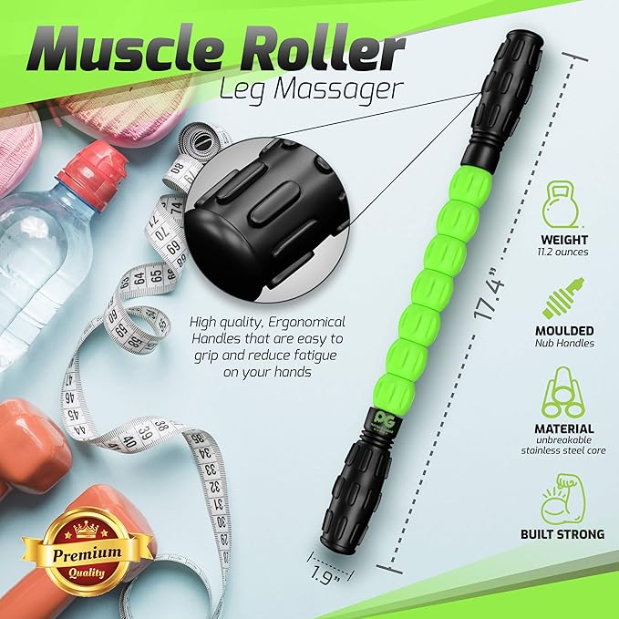 Physix Gear Roller Stick - Muscle Roller Massage Stick for Legs, The Stick Massage Roller for Deep Tissue Massaging Stick for Athletes, Physical Therapy Muscle Roller, Recovery Stick Roller-Ruum Studio Home