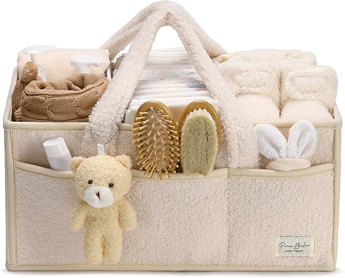 PeraBella Baby Diaper Caddy Organizer with Handle, Boy & Girl Shower Gift Basket, Portable Diaper Storage Basket Bin for Wipes, Newborn Baby Essentials Registry Search Must Haves, Car Caddy Organizer-Ruum Studio Home
