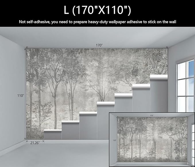 WFBHUA-Vintage Forest Woodland Mural Wallpaper Gray Old Wall Tree Wallpaper for Bedroom Living Room(Not Peel and Stick)-Ruum Studio Home