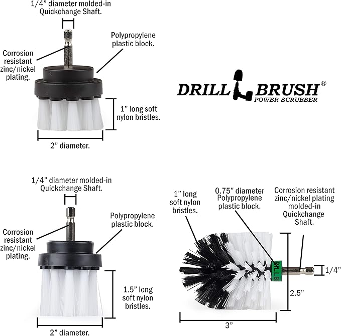 Drill Brush – Ultimate Car Wash Kit - Cleaning Supplies – Car Carpet - Truck Accessories - Wheel Brush - Motorcycle Accessories - Car Mats - Spin Brush - Interior Leather, Vinyl, Upholstery, Fabric-Ruum Studio Home