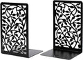 CNK Book Ends for Shelves - Metal Holders for Home Office Heavy Books, Shelf Stoppers, Decorative Set of 2 Black Infinite Leaves Bookends-Ruum Studio Home