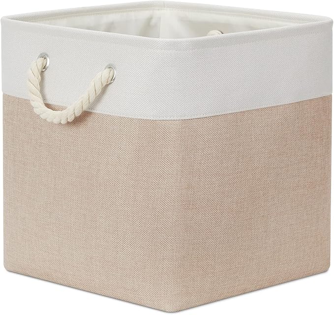 Bidtakay Fabric Storage Baskets for Organizing Beige 13 Inch Collapsible Square Baskets 3 Pack Organization Bins Large Cube Storage Bins Closet Baskets for Shelves Clothes-Ruum Studio Home