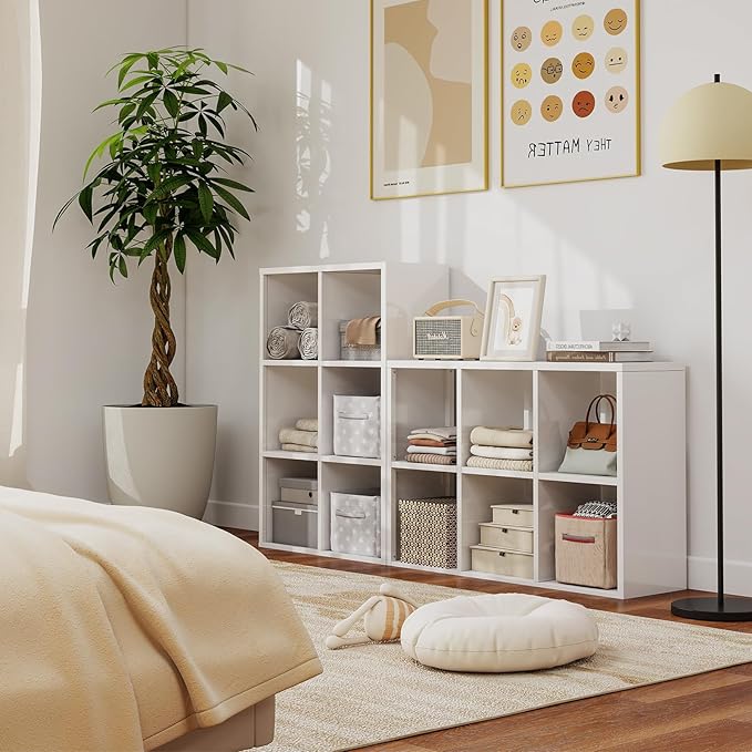 4 Cube Book Shelf - High-Strength Steel Cube Storage Organizer with Open Display Shelves for Living Room-Ruum Studio Home