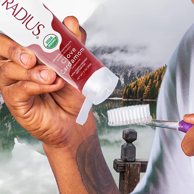 RADIUS USDA Organic Toothpaste 3oz Non Toxic Chemical-Free Gluten-Free Designed to Improve Gum Health & Prevent Cavity - Clove Cardamom - Pack of 2-Ruum Studio Home