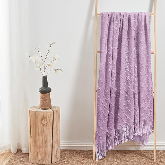inhand Knitted Throw Blanket for Couch and Bed, Soft Living Room Home Decor Knitted Blanket with Tassel, Outdoor Lightweight Breathable Summer Blanket, Farmhouse Warm Woven Decorative, 50"x60"-Ruum Studio Home