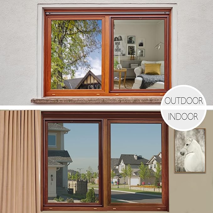 HIDBEA One Way Mirror Window Film Daytime Privacy, Heat Control UV Blocking Reflective Window Tint for Home, Non-Adhesive Self Static Cling Window Sticker (Silver, 29.5 Inch x 13.1 Feet)-Ruum Studio Home