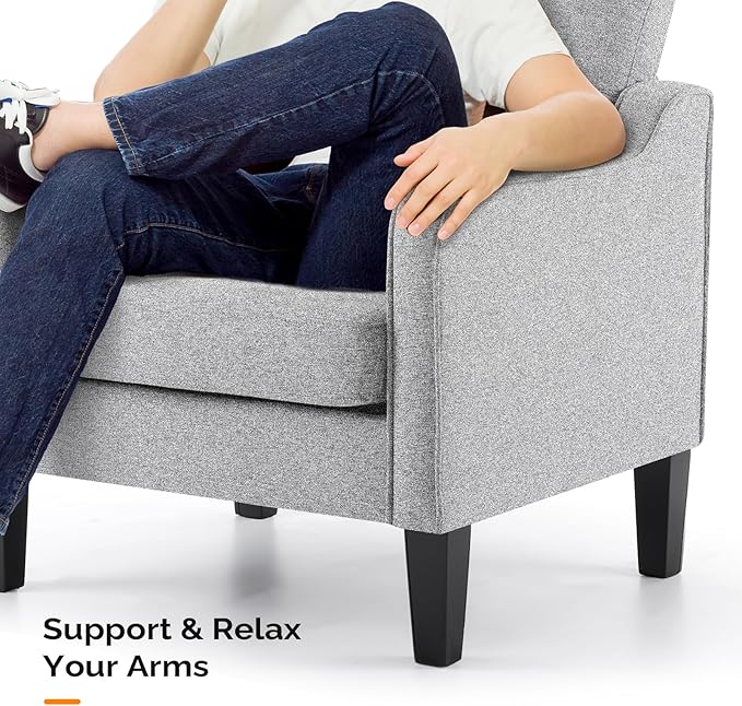 VINGLI Accent Chairs Set of 2 Gray Living Room Chairs Reading Chair for Bedroom Scooped Arm Chair Mid Century Modern Accent Chair Upholstered Comfy Chair for Apartment, Waiting Room-Ruum Studio Home