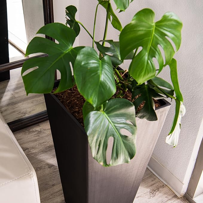 XBrand Modern 28-Inch Square Planter, Modern Tapered Planter Perfect for Indoor & Outdoor, Patio Décor, Set of 2-Ruum Studio Home