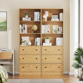71" Tall Bookshelves Set of 2, Bookcases with Drawers, Bookshelves with Storage, Wooden Bookshelf with 3 Drawers & 3-Tier Open Shelves,Home Decor Furniture for Living Room,Bedroom,Home,Natural-Ruum Studio Home