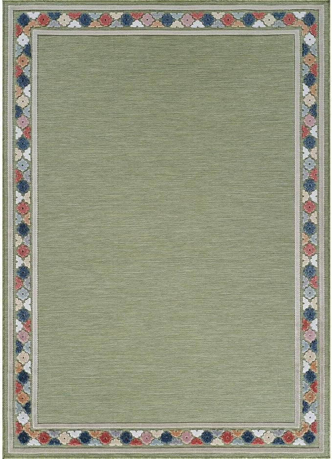 Beverly Rug Outdoor Rug 6x9 Modern Bordered Area Rugs for Indoor and Outdoor Patio Easy to Clean Non Shedding Living Room Porch Garden Washable Outside Carpet (6 x 9 Green)-Ruum Studio Home