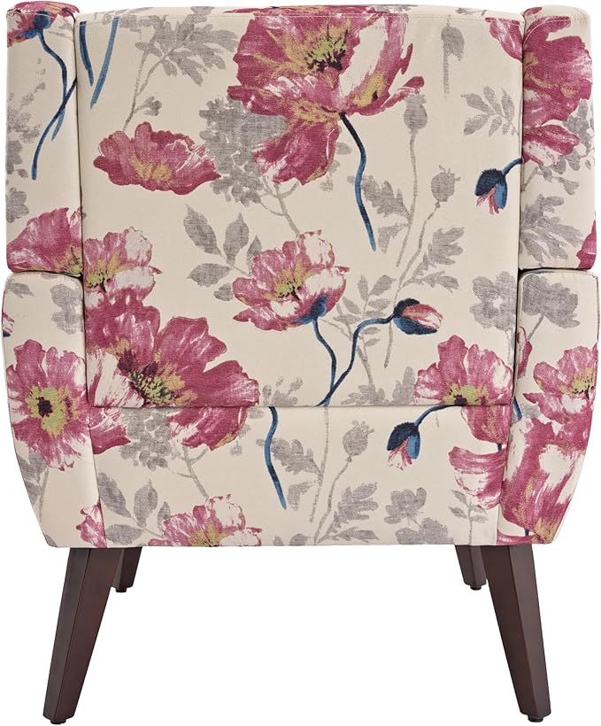 UIXE Floral Accent Chair, Modern Upholstered Armchair in Fabric for Living Room, Comfy Club Arm Chairs Single Sofa Button Tufted Bedroom Reading Seat - Pattern White, Set of 1-Ruum Studio Home