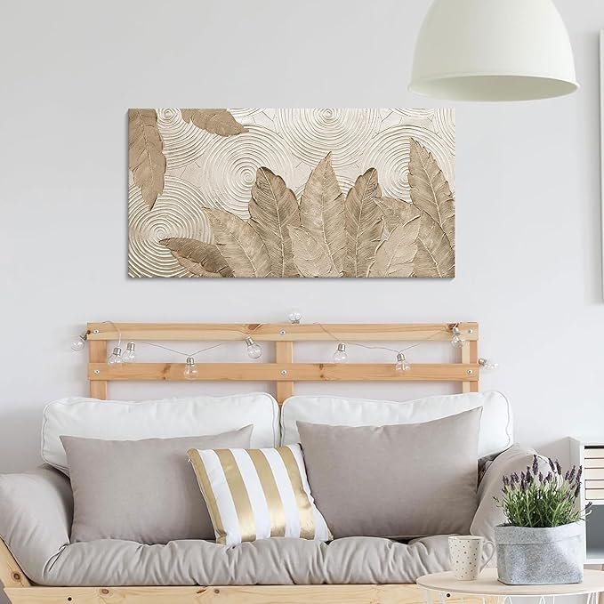 Minimalist & Modern Art for Bedroom Decor Framed Abstract Artwork for Walls Neutral & Contemporary Beige Wall art - Artwork for Living Room and Boho Style Large Abstract Wall Art 20×40IN-Ruum Studio Home