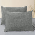 CaliTime Throw Pillow Covers Decorative 20 X 26 Inches Pack of 2 Cozy Chenille Standard Pillow Shams Cases for Couch Sofa Bed Living Room Home Medium Grey-Ruum Studio Home