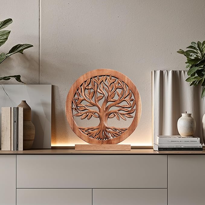 Decozen Solid Wood Tree of Life Sculpture - Home Decor, Living Room, Boho, Shelf, Coffee Table, Centerpiece Table Decorations, Mantle, Dining Table Centerpiece, Bathroom Shelf, Entryway, Farmhouse-Ruum Studio Home
