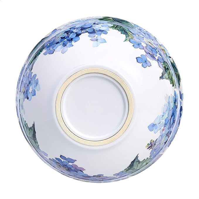 Amazon Basics Nesting Melamine Mixing Bowl With Lid And Non-Slip Base, 5 Sizes, Set Of 10, Hydrangea Floral, 3 15/16",7 9/16",8 7/8",10",11 1/4"-Ruum Studio Home