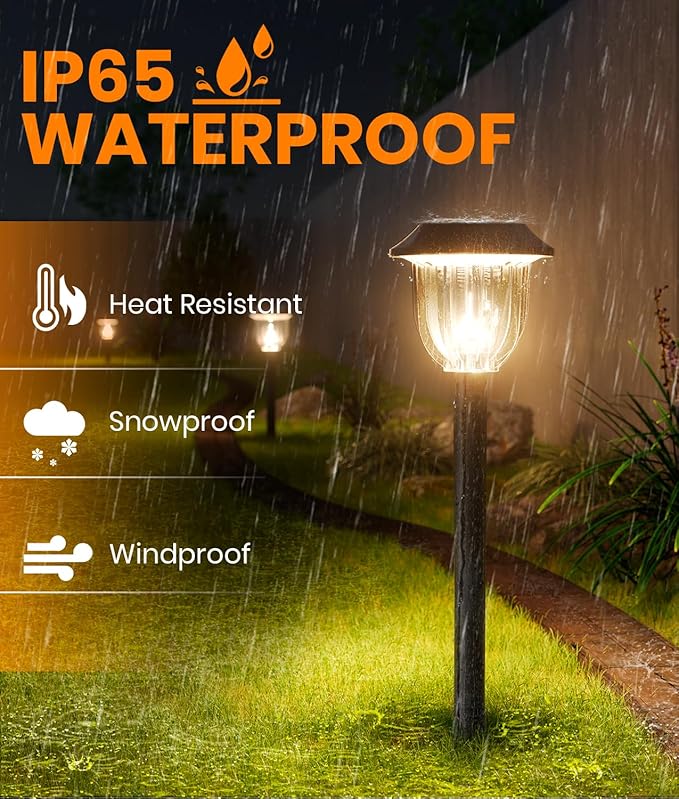 AOSEA Bright 10 Pack Solar Lights Outdoor IP65 Waterproof,LED Solar Lights for Outside,Landscape Lighting,Garden Decorative for Yard,Patio,Landscape,Pathway,Sidewalk,Driveway,Lawn (Warm)-Ruum Studio Home