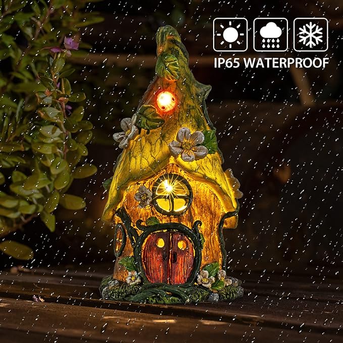 Garden Decor Outdoor Solar Statues, 9.4Inch Resin Fairy Garden Solar Lights Birthday Gifts for Women Yard Decorations, Gardening Gifts for Patio, Balcony, Porch Decor-Ruum Studio Home