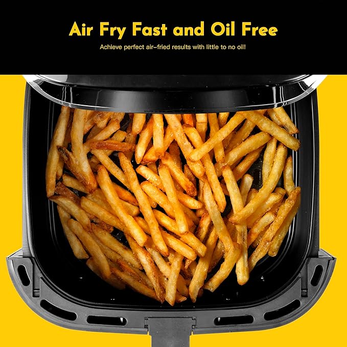 8.5QT Air Fryer, Upgraded Family Size Capacity, Visual Window, Square Basket Dials Stainless Steel Air Fryers, Reheat Leftovers, Easy Cooking for Healthier Breakfast & Dinner in Minutes-Ruum Studio Home