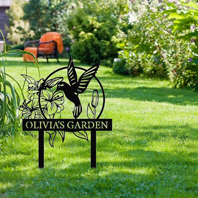 Personalized Garden Signs | Garden Stake Metal Sign | Custom Garden Sign | Customized Bird Garden Name Sign Yard Sign| Garden Signs Decorative Outdoor | Personalized Camping Gifts-Ruum Studio Home