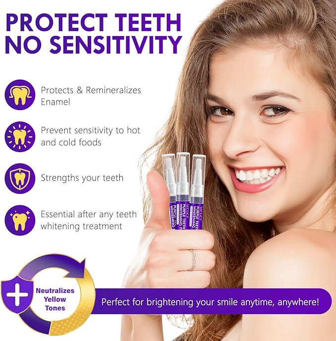 Teeth Whitening Pen 6 Pack, Professional Purple Teeth Whitening Gel for Rapid Stain Removal, No Sensitivity Formula for Sensitive Teeth, Mint Fresh Breath-Ruum Studio Home