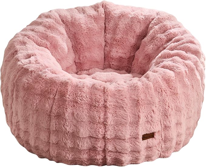 Hobestluk Bean Bag Chair Oversized Bean Bag Chair for Adults Donut-Shaped Large Bean Bag with Spacious Design for Living Room Bedroom or Reading Nook (Bubble Pink)-Ruum Studio Home