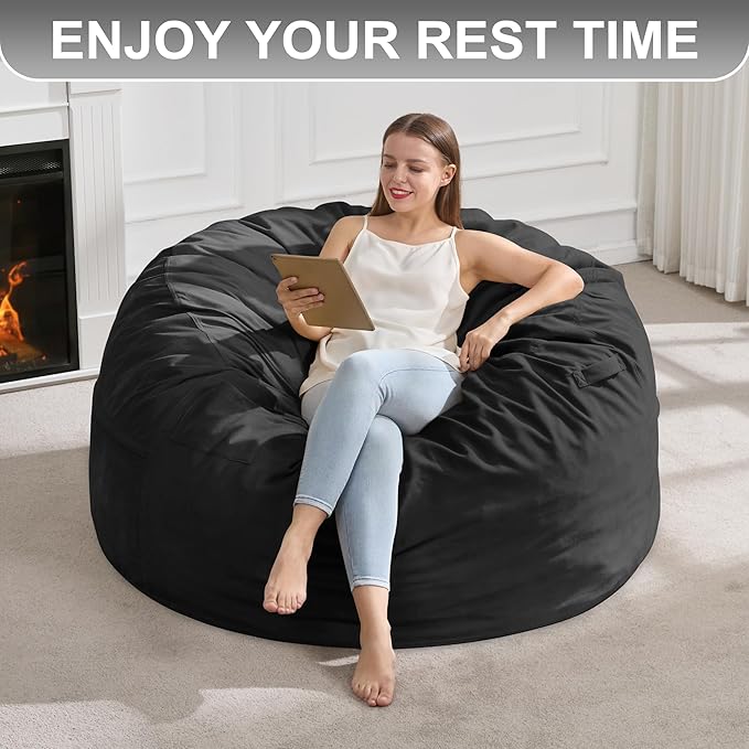 Hobestluk 4FT Bean Bag Chair Giant Bean Bag Chairs for Adults Large Bean Chairs with Removable Cover, Beanbag Chair with Filler, Adult Bean Bag Chairs for Living Room, Bedroom-Ruum Studio Home