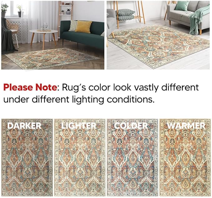 Keen Home Design 2x3 Rug - Machine Washable Entry Rug with Non-Slip Backing, Ideal for Enteryway, Kitchen, Bathroom, Laundry Room - Vintage, Easy Clean, Durable, Low Pile Rug - (2' x 3')-Ruum Studio Home