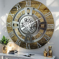 The Gears Clock Real Moving Gear Wall Clock England Line (Gold Antique, 24 inches (60 cm))-Ruum Studio Home
