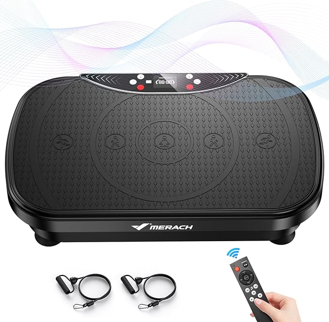 MERACH Vibration Plate Exercise Machine, Vibration Plate for Lymphatic Drainage Weight Loss, Vibrating Plate Exercise Machine with Bluetooth and LED Display, Workout Equipment for Women Men Home-Ruum Studio Home