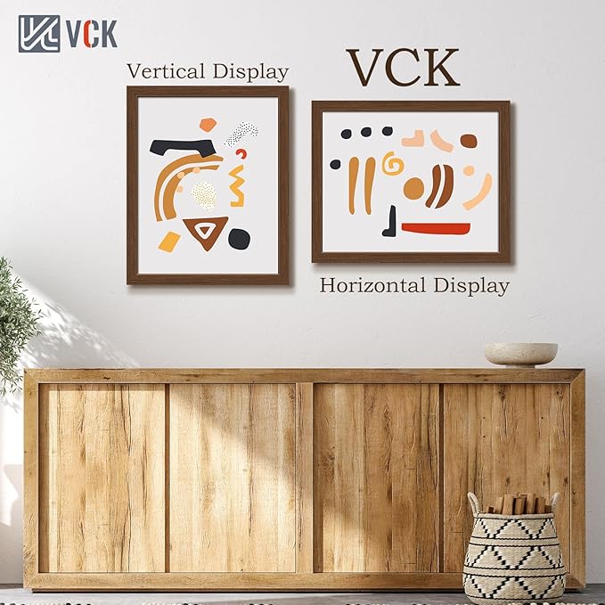 VCK 16x20 Picture Frames for Wall 3 Pack, Brown Wood Poster Frame with Exclusive Wood Grain, Wall Mounting Hanging-Ruum Studio Home