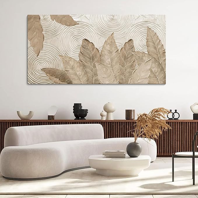 Minimalist & Modern Art for Bedroom Decor Framed Abstract Artwork for Walls Neutral & Contemporary Beige Wall art - Artwork for Living Room and Boho Style Large Abstract Wall Art 29×58IN-Ruum Studio Home