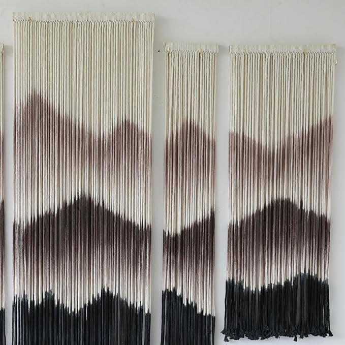 IOWER Large Macrame Wall Hanging Mountain Handmade Brown Dip-Dyed Boho Wall Decor 5Pcs Art Wall Decor for Bedroom Living Room Fiber Art Tapestry-Ruum Studio Home