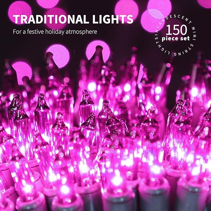 150LIGHTS Purple Extra-Bright with End Connectors Halloween Decorative Lights 9.72m UL Certified Mini String Light Set Waterproof for Halloween Home Garden Christmas Tree Party Patio Wedding-Ruum Studio Home