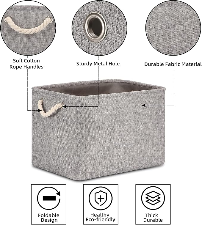 Bidtakay Grey Baskets [2-Pack] Shelf Baskets for Storage 16" X 11.8" X 11.8" Large Fabric Rectangular Decorative Storage Basket Organization Bins for Shelves Closet Home Organization(Grey)-Ruum Studio Home