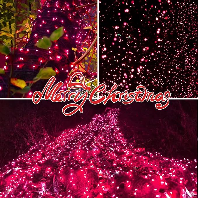 100LIGHTS PINK Extra-Bright With End Connectors Christmas Decorative Lights 5.98m UL Certified Mini String Light Set Waterproof for Home Garden Holiday Christmas Tree Party Patio Decor Wedding-Ruum Studio Home
