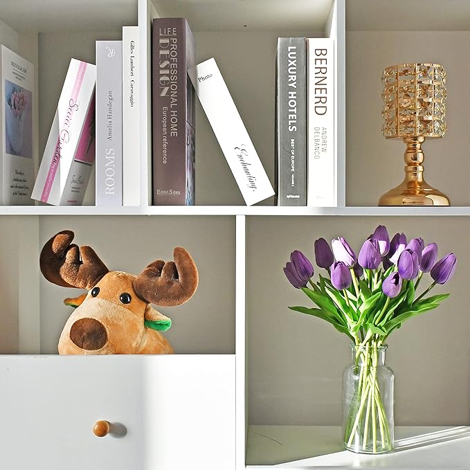 Mandy's Artificial Tulips 20 Stems Lilac PU Faux Flowers for Wedding Home Decor 13.5 Inch-Ruum Studio Home