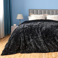 GONAAP Fuzzy Faux Fur Throw Blanket Queen Size Black Super Soft Cozy Plush Fuzzy Shaggy Blanket for Couch Sofa Bed (Black, Queen(90"x90"))-Ruum Studio Home