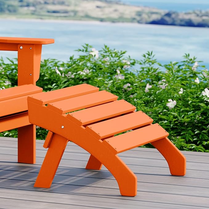 WestinTrends Dylan Outdoor Patio HDPE Adirondack Ottoman Footrest, Orange-Ruum Studio Home