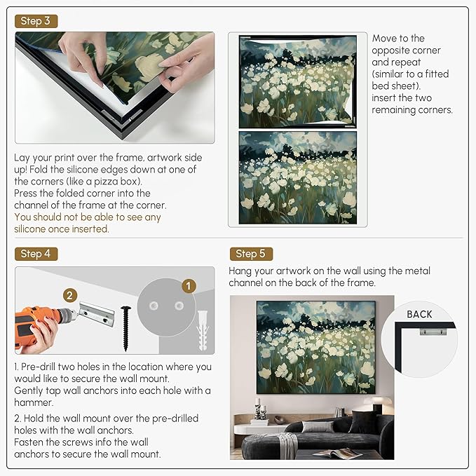 SIGNWIN 60"x72" Extra Large Framed Wall Art White Wildflower Field in Impressionist Style, Soft Floral Landscape for Home Living Room Bedroom Decor (Frame Assembly Required)-Ruum Studio Home
