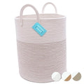 OrganiHaus White Baby Hamper Basket 15x18 | Toy Basket Storage for Kids | Large Woven Baskets for Storage | Round Laundry Basket | Blanket Holder for Bedroom | Boho Blanket Basket for Living Room-Ruum Studio Home