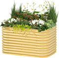 Vego garden 32" Extra Tall Raised Garden Bed Kits, 6 in 1 Modular Raised Planter Box for Vegetables Flowers Fruits Oval Metal Raised Garden, Sunlit Oak-Ruum Studio Home